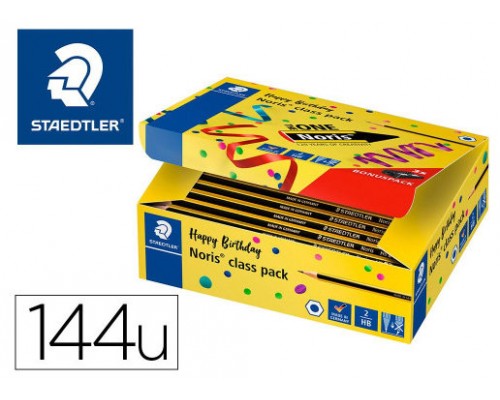 CAJA 144 LÁPICES GRAFITO BIG PACK NORIS 120-2 + REGALO 3 AFILALÁPICES PLÁSTICO STAEDTLER 120 C144P1 (Espera 4 dias)